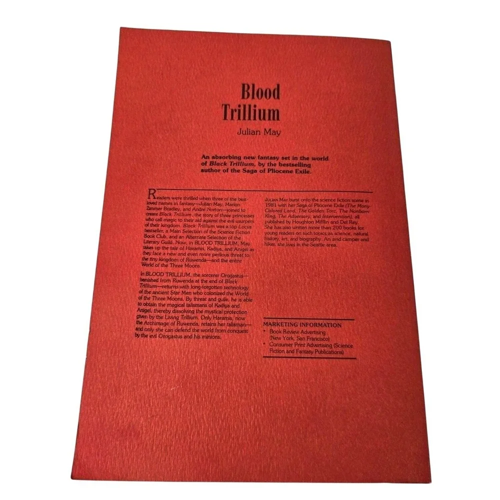 Julian May Blood Trillium Uncorrected‎ Proof, 1992, SIGNED Bantam Books
